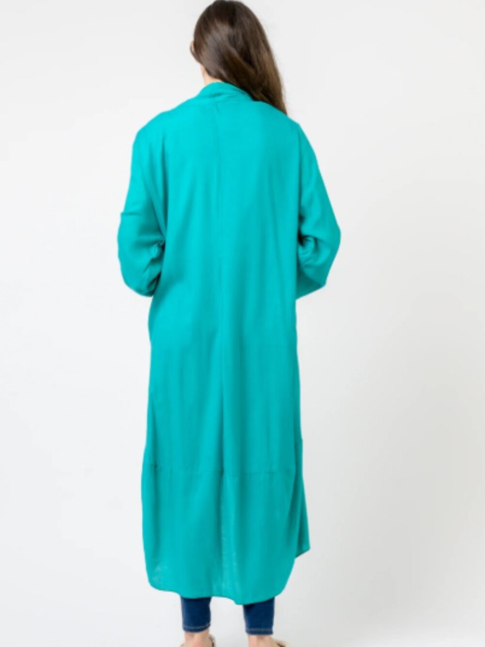 19.) Rhea Solid Print Duster - Picture 3 of 4